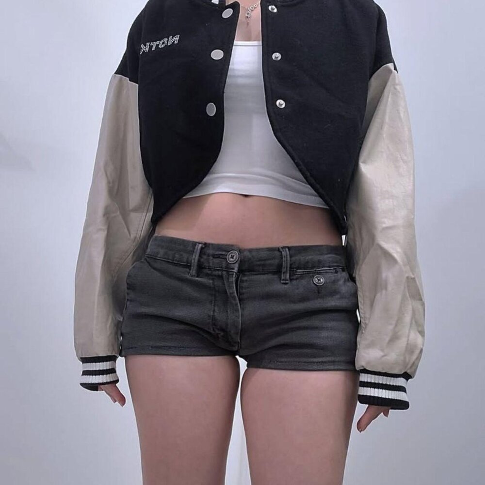 Not Knowing Cropped Wool Varsity Jacket